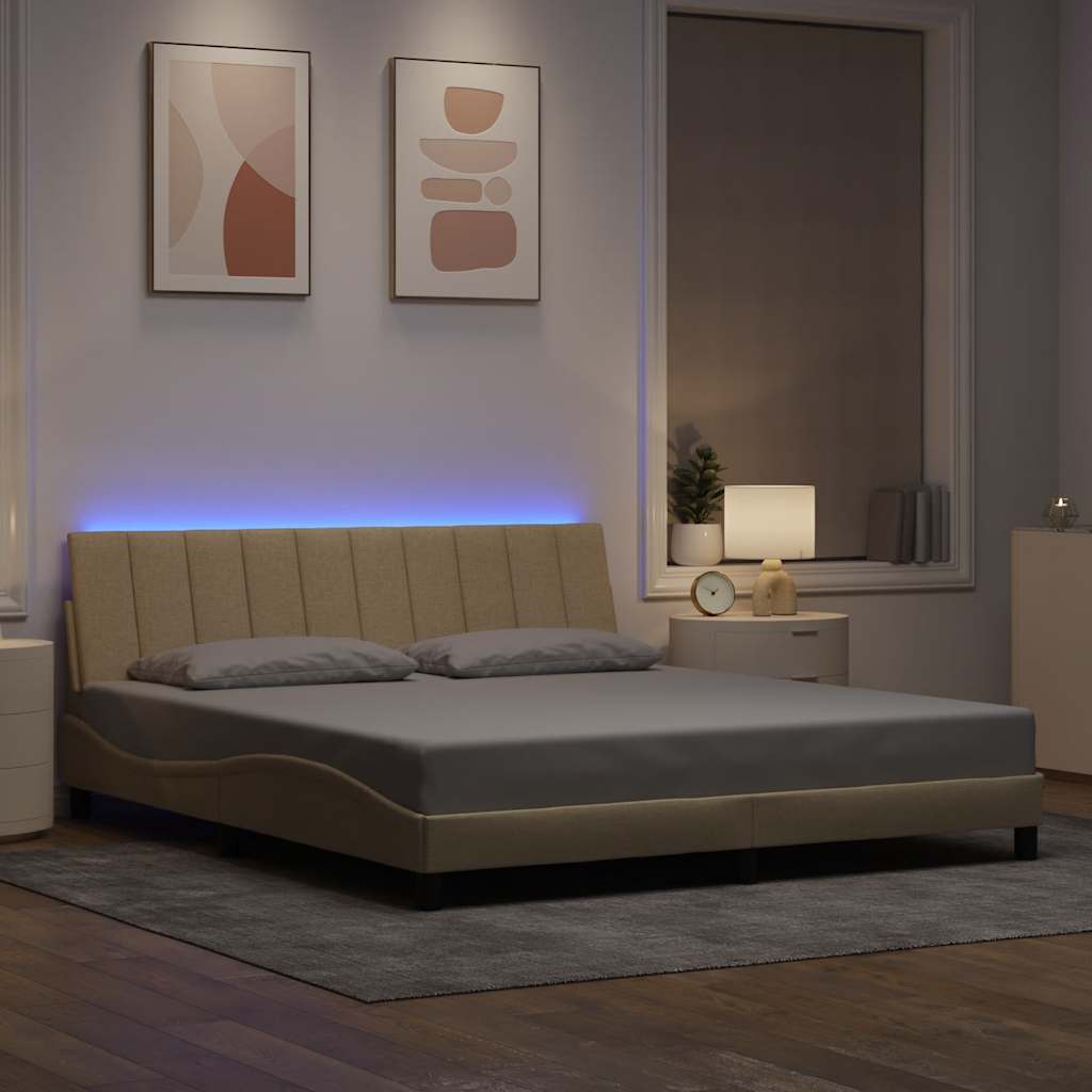 vidaXL Bedframe zonder matras "Hanko" stof crèmekleurig 180x200 cm, foto 2