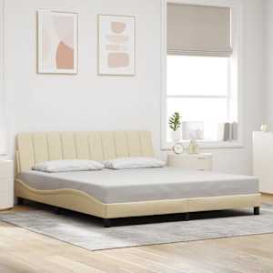 Rám postele bez matrace Hanko krémový 180 x 200 cm textil - obrázek 1