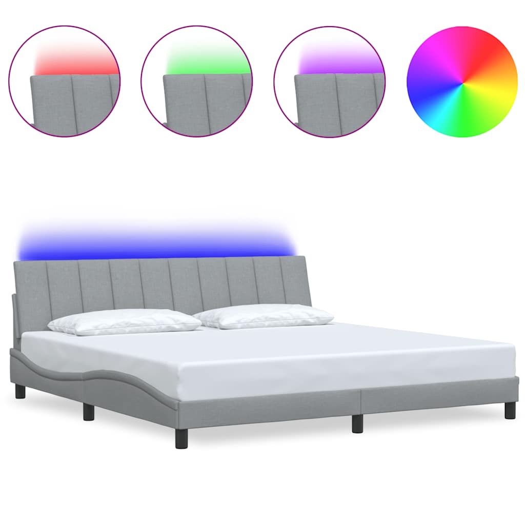 vidaXL Bedframe zonder matras "Hanko" stof lichtgrijs 200x200 cm grijs, foto 3