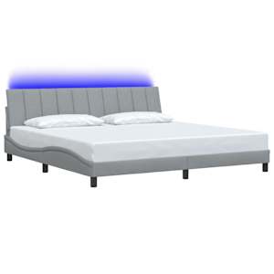 Rám postele bez matrace Hanko světle šedý 200 x 200 cm textil - obrázek 3
