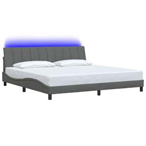 Rám postele bez matrace Hanko tmavě šedý 200 x 200 cm textil - obrázek 3