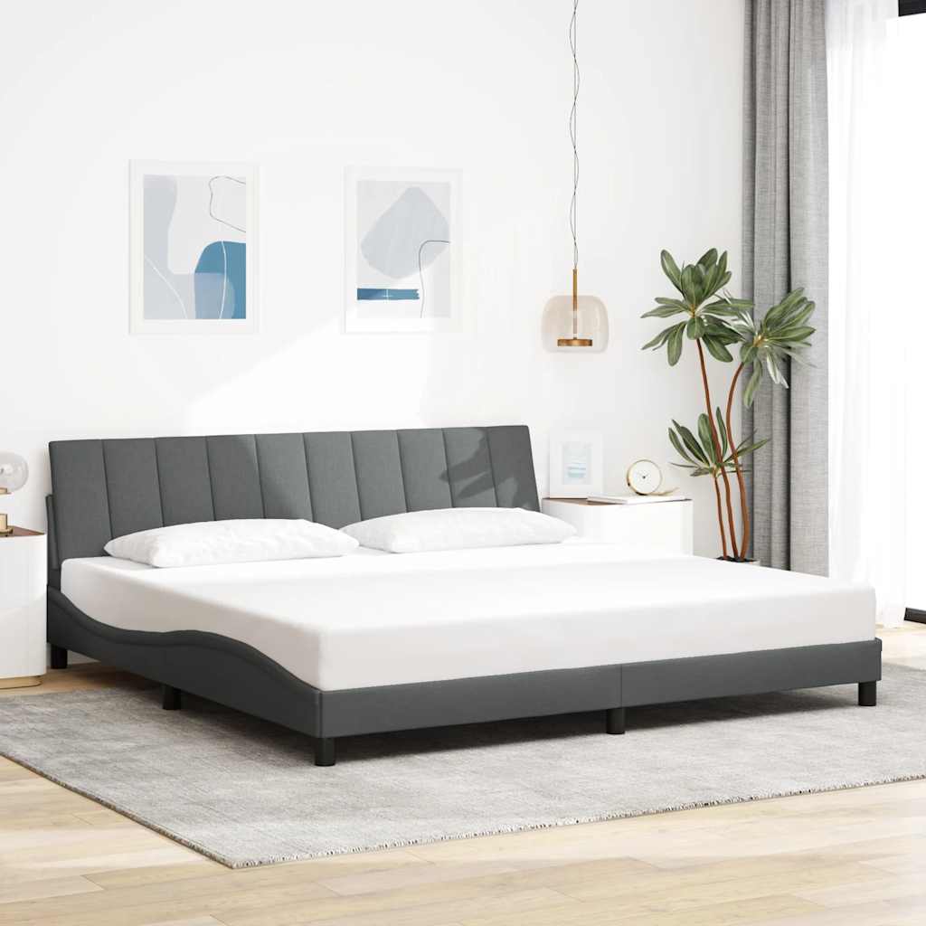 Sengeramme Hanko 200 x 200 cm med LED og sengegavlspude - mørkegrå