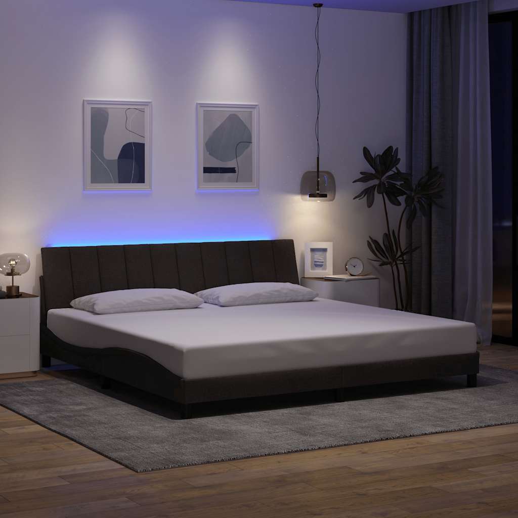 vidaXL Bedframe zonder matras "Hanko" stof donkerbruin 200x200 cm bruin, foto 2