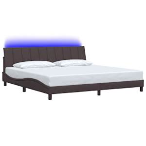Rám postele bez matrace Hanko tmavě hnědý 200 x 200 cm textil - obrázek 3