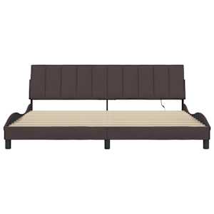 Rám postele bez matrace Hanko tmavě hnědý 200 x 200 cm textil - obrázek 6