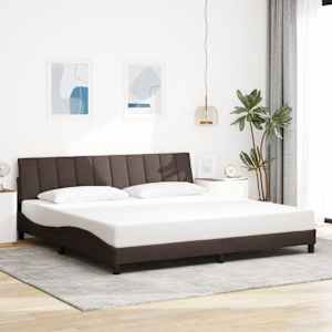 Rám postele bez matrace Hanko tmavě hnědý 200 x 200 cm textil - obrázek 1