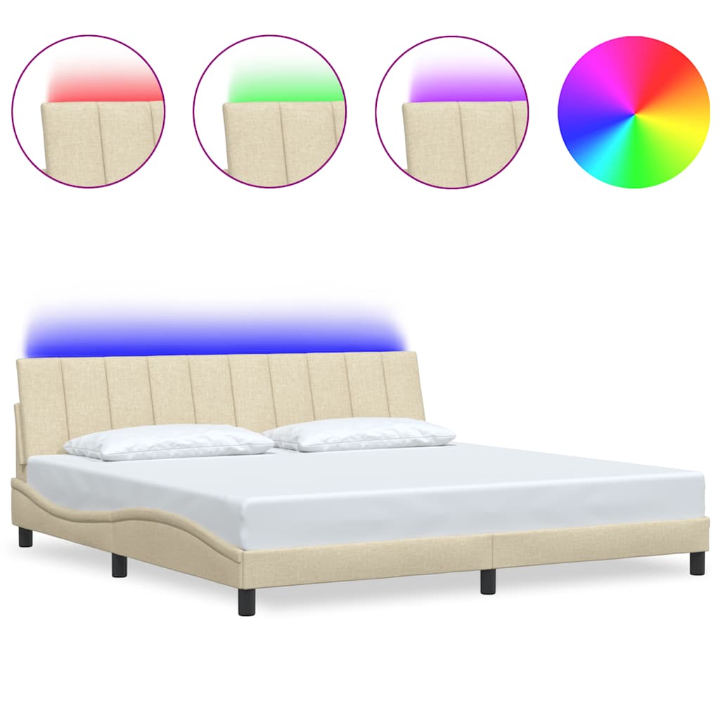 vidaXL Rám postele bez matrace krémový 200 x 200 cm textil