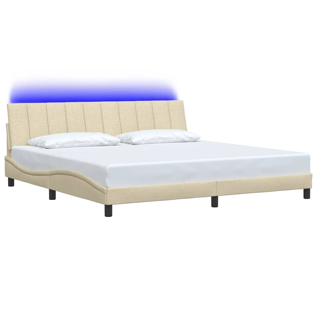 vidaXL Bedframe zonder matras "Hanko" stof crèmekleurig 200x200 cm, foto 4