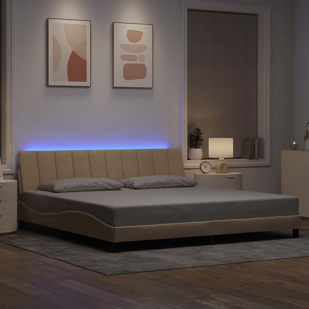 vidaXL Bedframe zonder matras "Hanko" stof crèmekleurig 200x200 cm, foto 2
