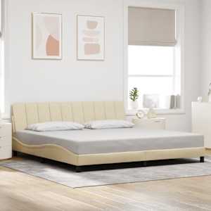 Rám postele bez matrace Hanko krémový 200 x 200 cm textil - obrázek 1