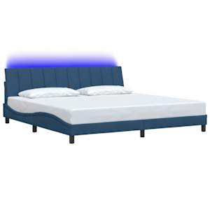 Rám postele bez matrace Hanko modrý 200 x 200 cm textil - obrázek 3