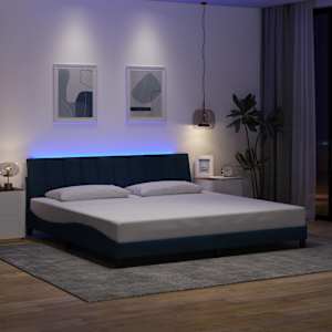 Rám postele bez matrace Hanko modrý 200 x 200 cm textil - obrázek 4