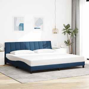 Rám postele bez matrace Hanko modrý 200 x 200 cm textil - obrázek 1