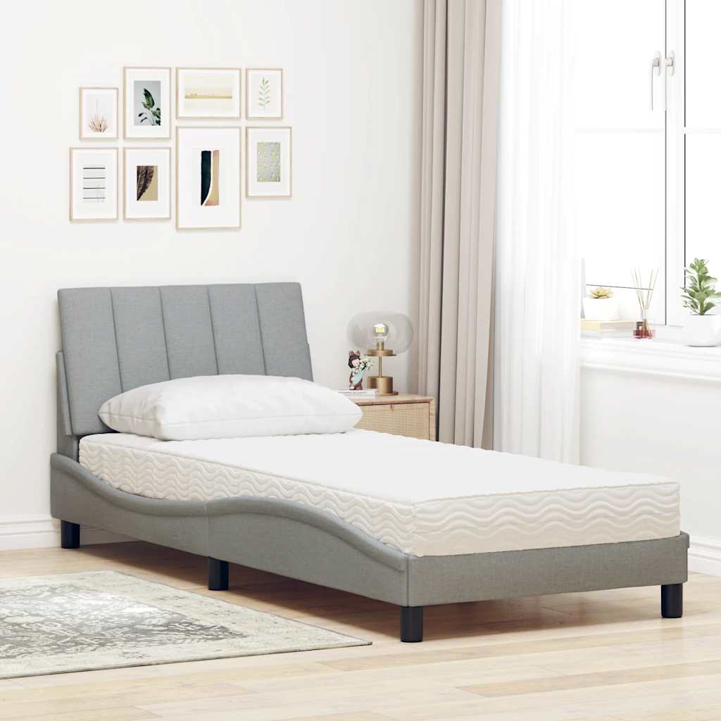 vidaXL Bed met matras stof lichtgrijs 80x200 cm afbeelding