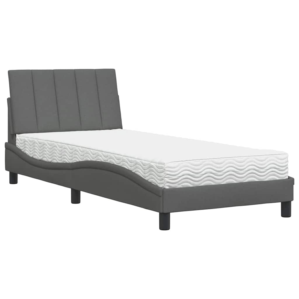 vidaXL Bed met matras "Hanko" stof donkergrijs 80x200 cm grijs, foto 3
