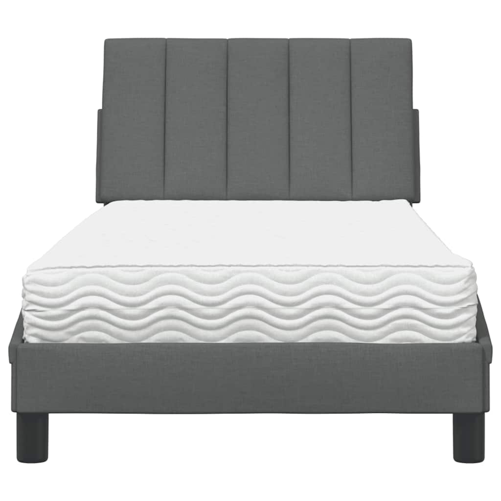 vidaXL Bed met matras "Hanko" stof donkergrijs 80x200 cm grijs, foto 4