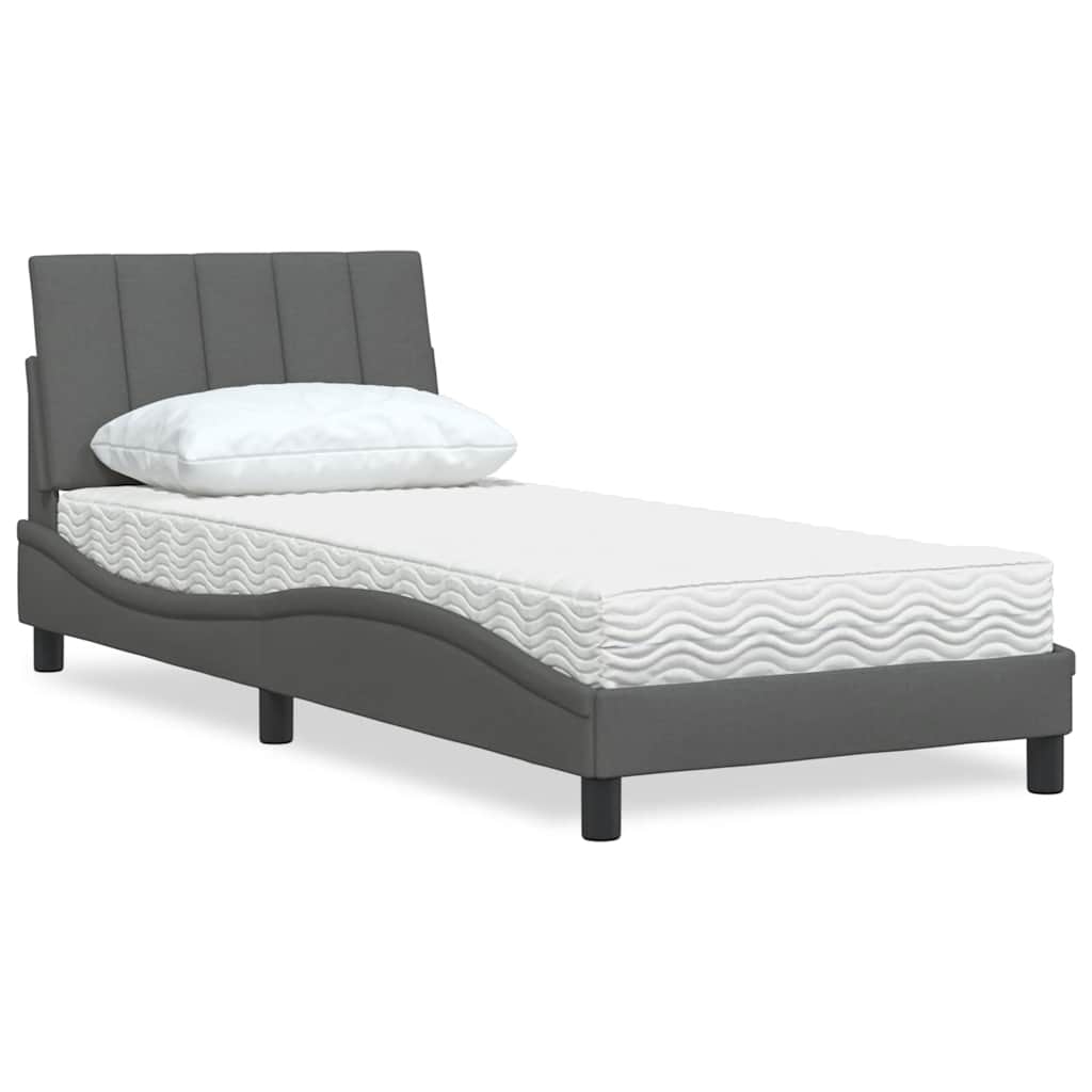 vidaXL seng med madras Hanko 80x200 cm stof mørkegrå