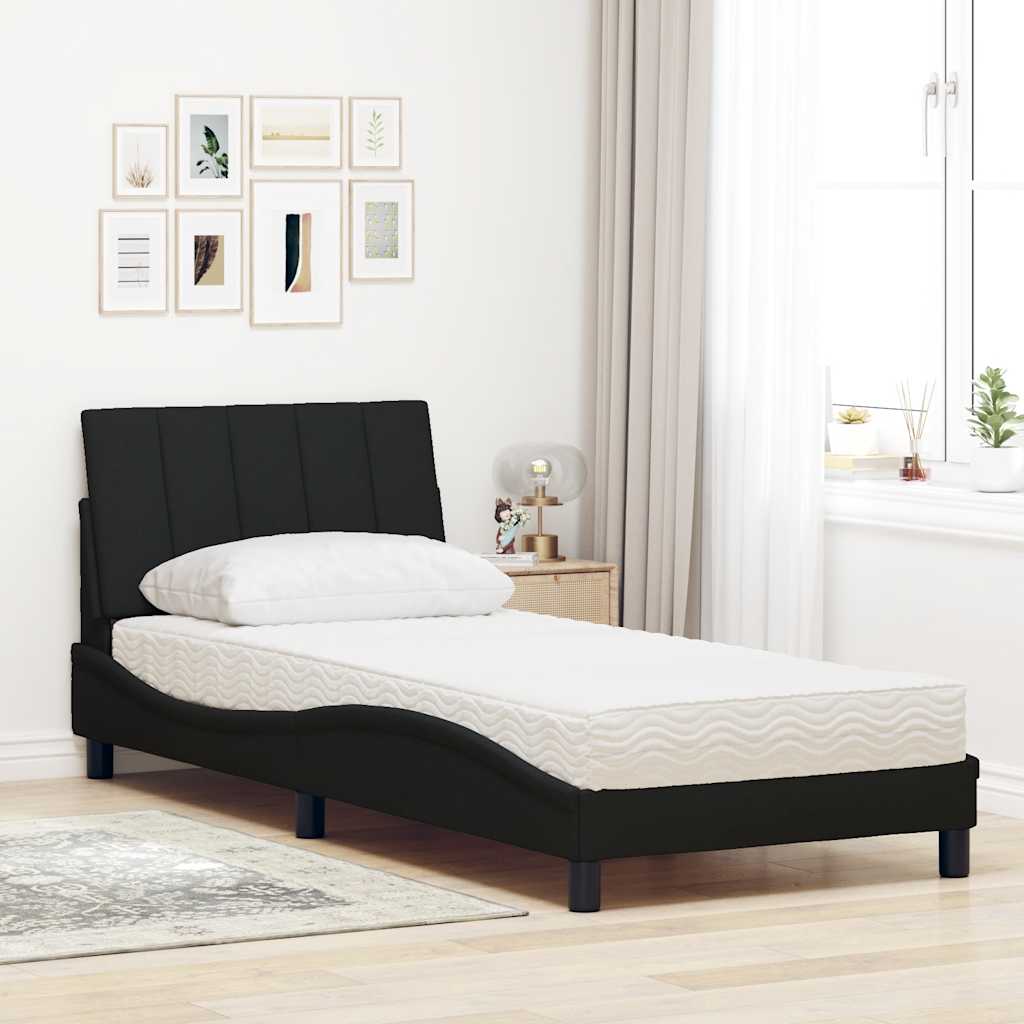 vidaXL Bed met matras "Hanko" stof zwart 80x200 cm, foto 2