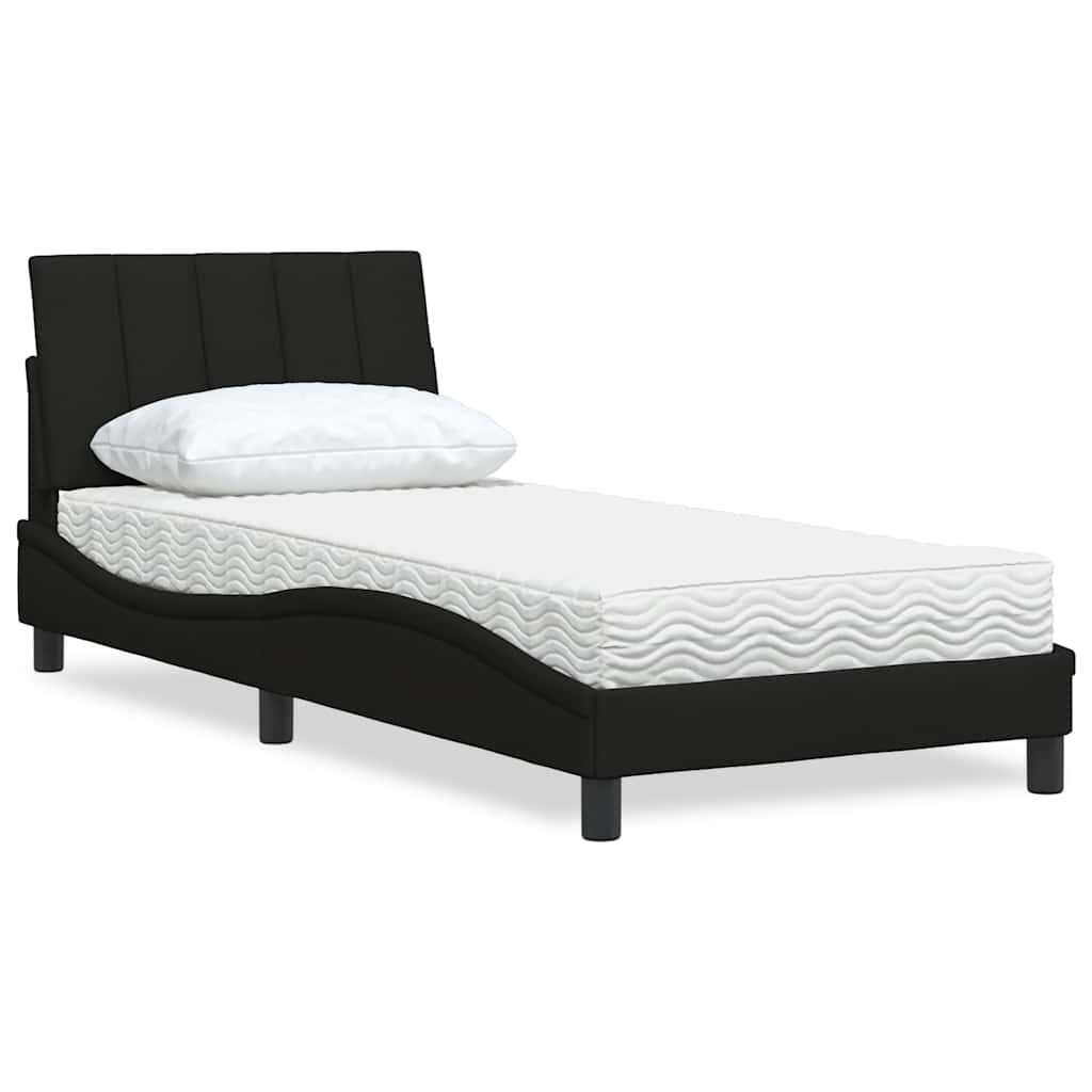 vidaXL Bett mit Matratze Schwarz 80x200 cm Stoff