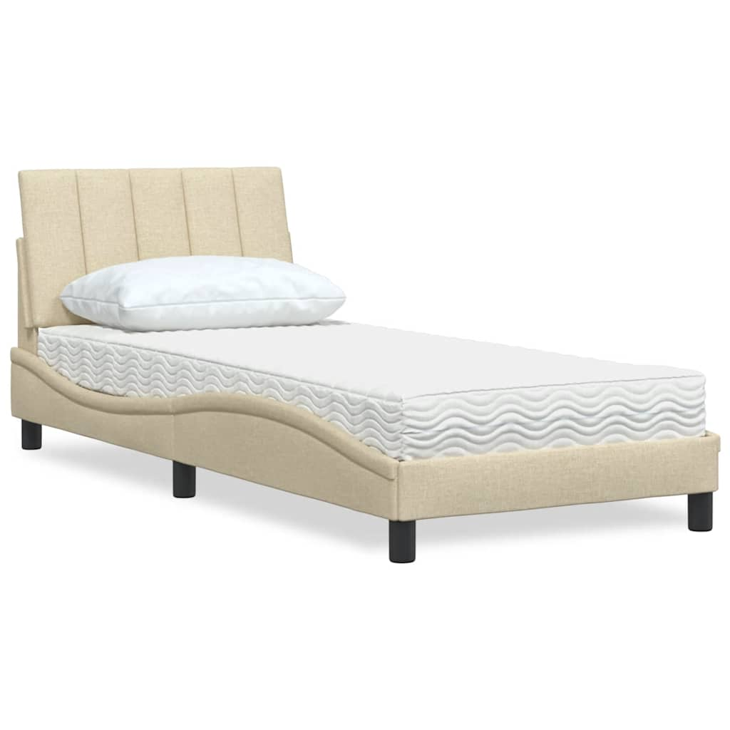 vidaXL Bett mit Matratze Creme 80x200 cm Stoff