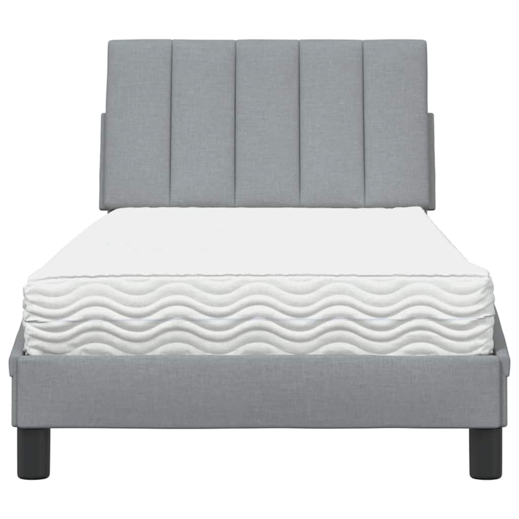vidaXL Bed met matras "Hanko" stof lichtgrijs 90x190 cm grijs, foto 4