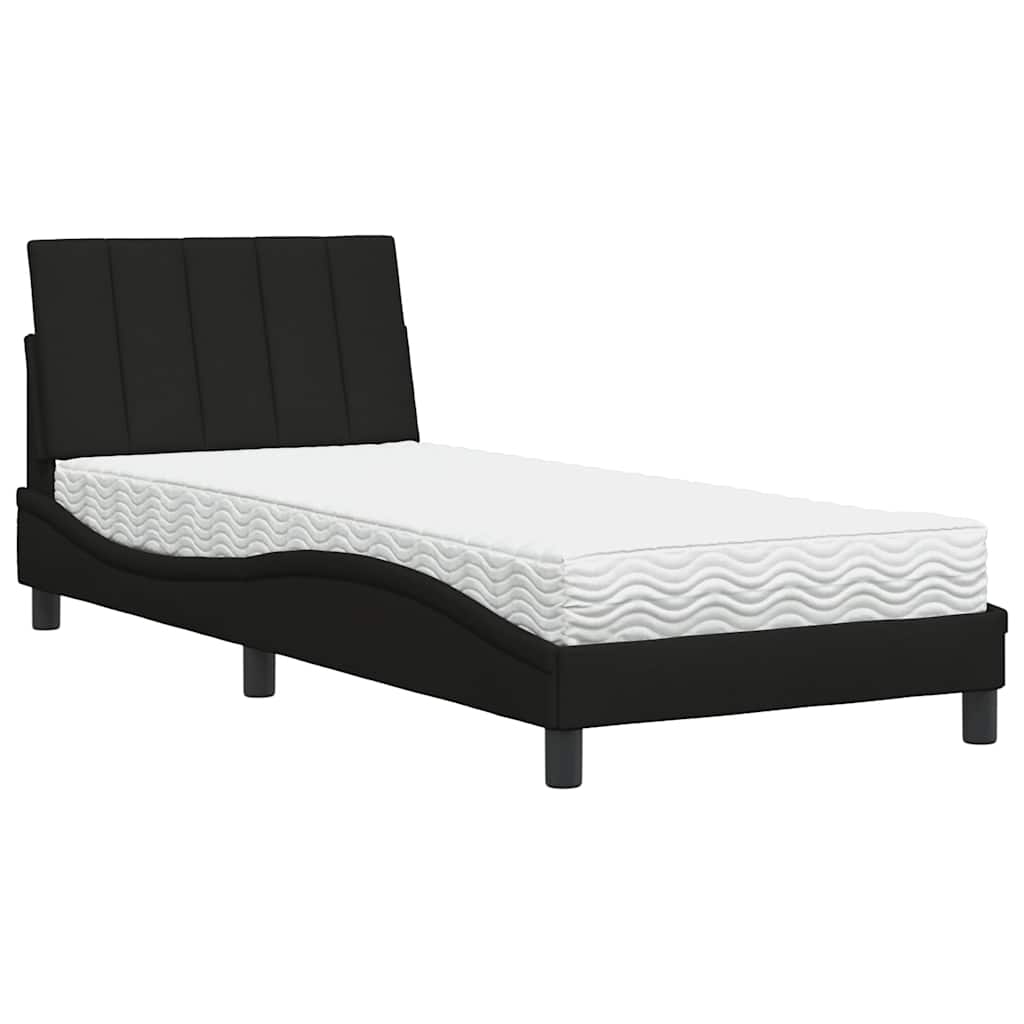vidaXL Postel s matrací černá 90 x 190 cm textil