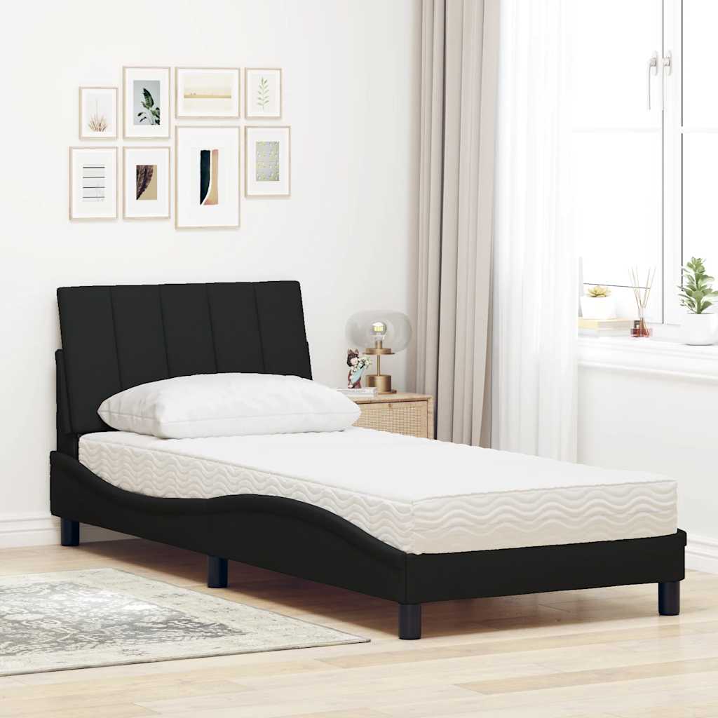 vidaXL Bed met matras stof zwart 90x190 cm afbeelding