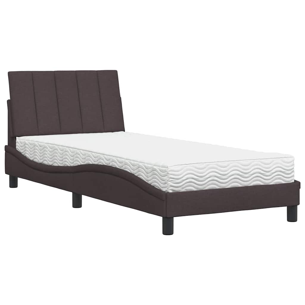 vidaXL Postel s matrací tmavě hnědá 90 x 190 cm textil