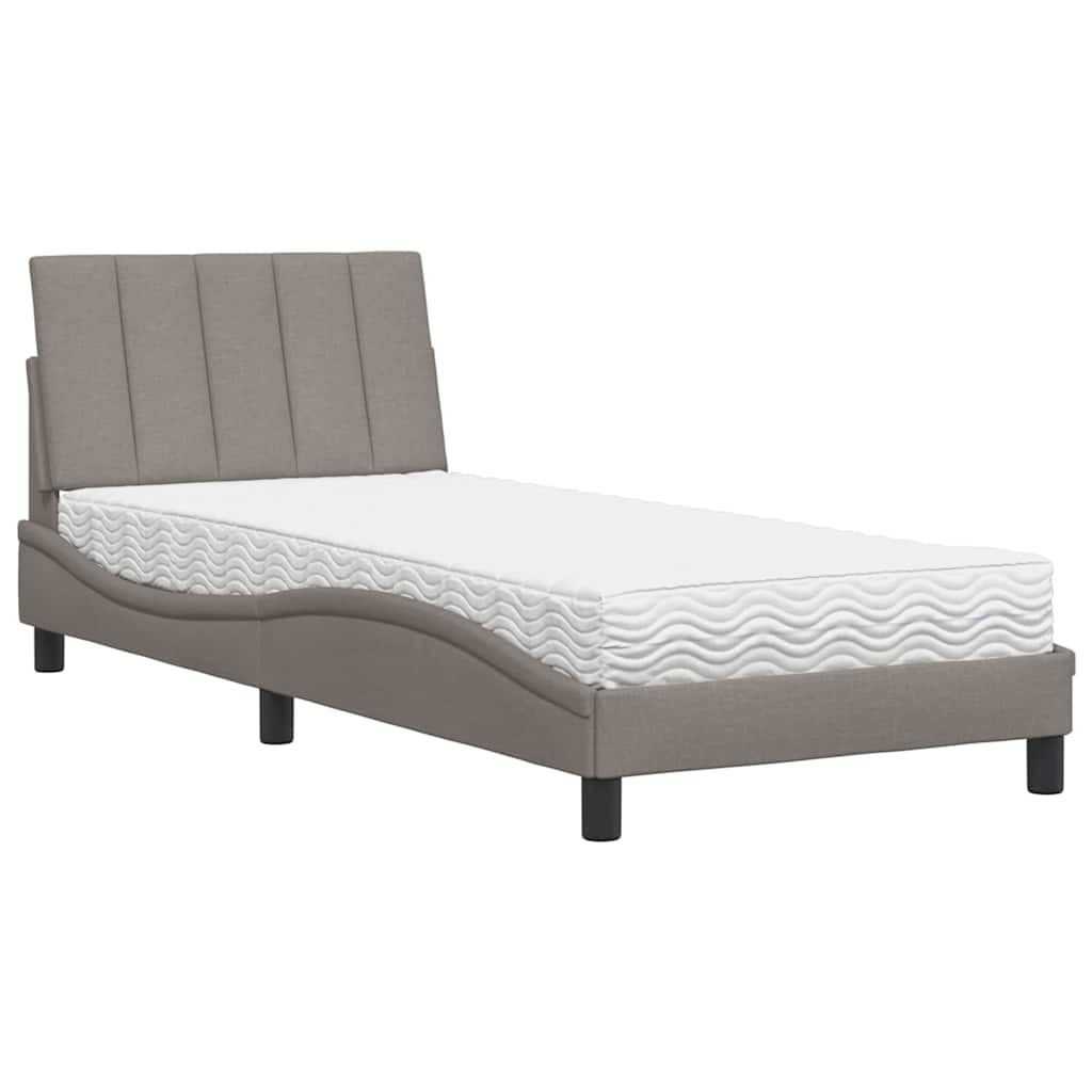 vidaXL Postel s matrací taupe 90 x 190 cm textil