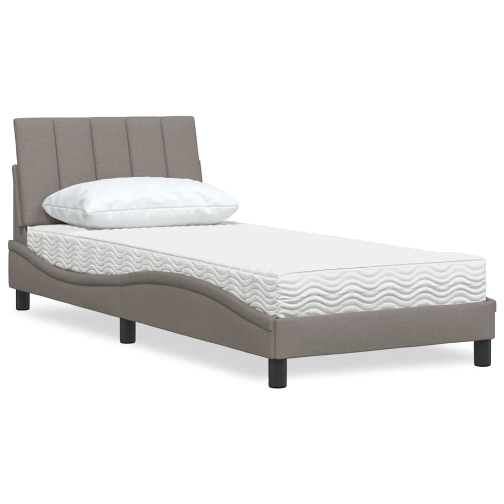 vidaXL Bett mit Matratze Taupe 90x190 cm Stoff