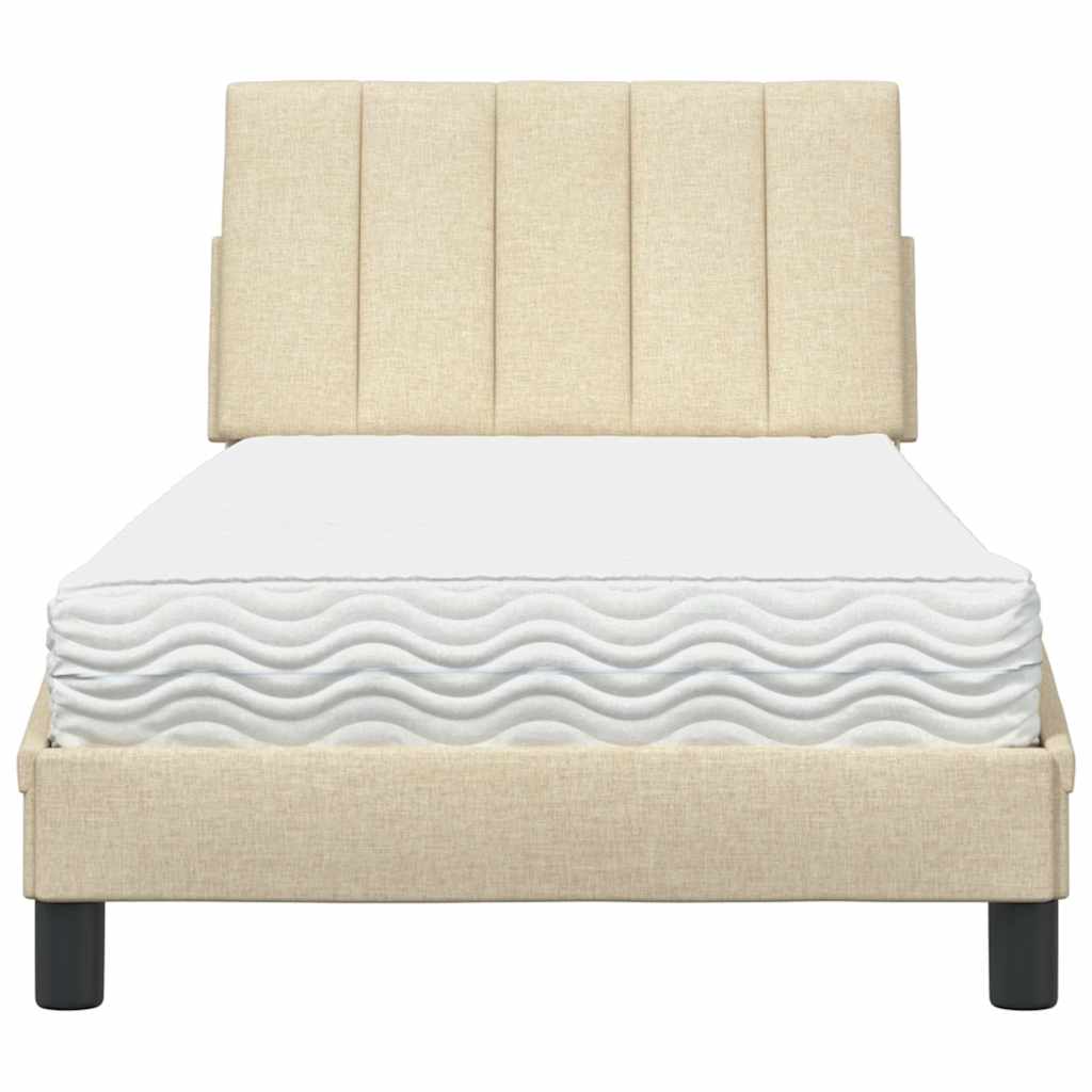 vidaXL Bed met matras "Hanko" stof crèmekleurig 90x190 cm, foto 4