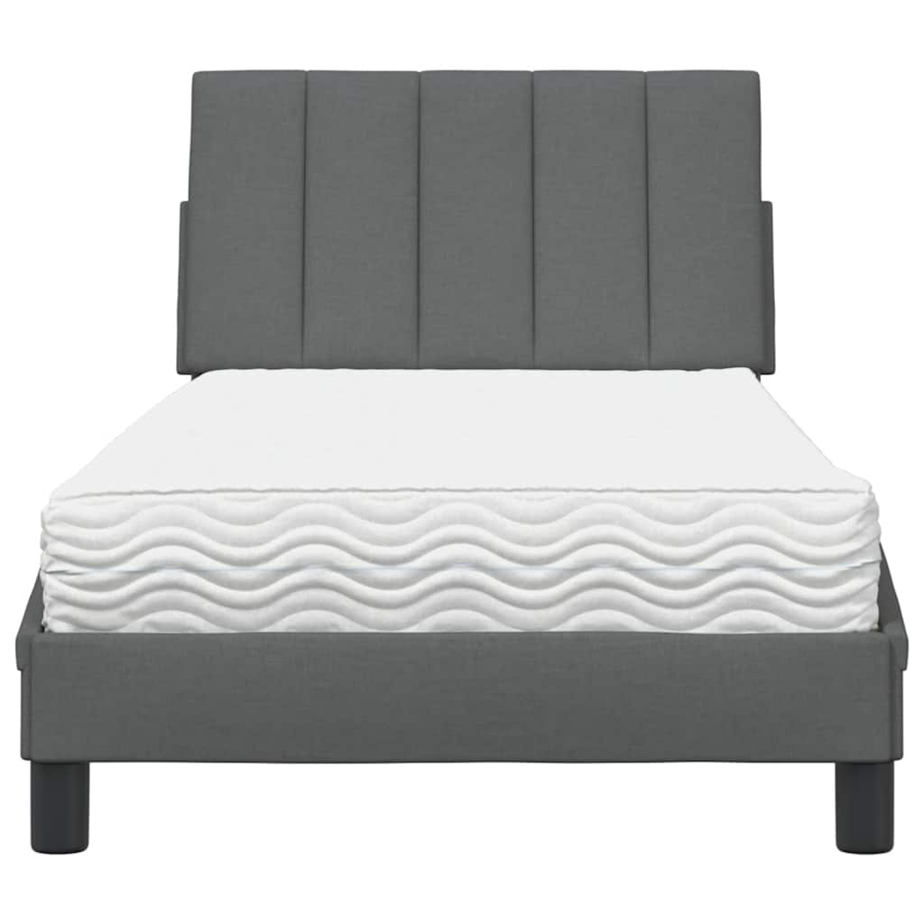 vidaXL Bed met matras "Hanko" stof donkergrijs 90x200 cm grijs, foto 4