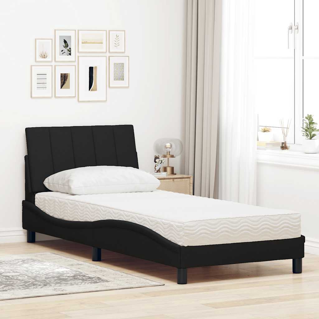 Thumbnail - vidaXL Bett mit Matratze "Hanko" Schwarz 90x200 cm Stoff