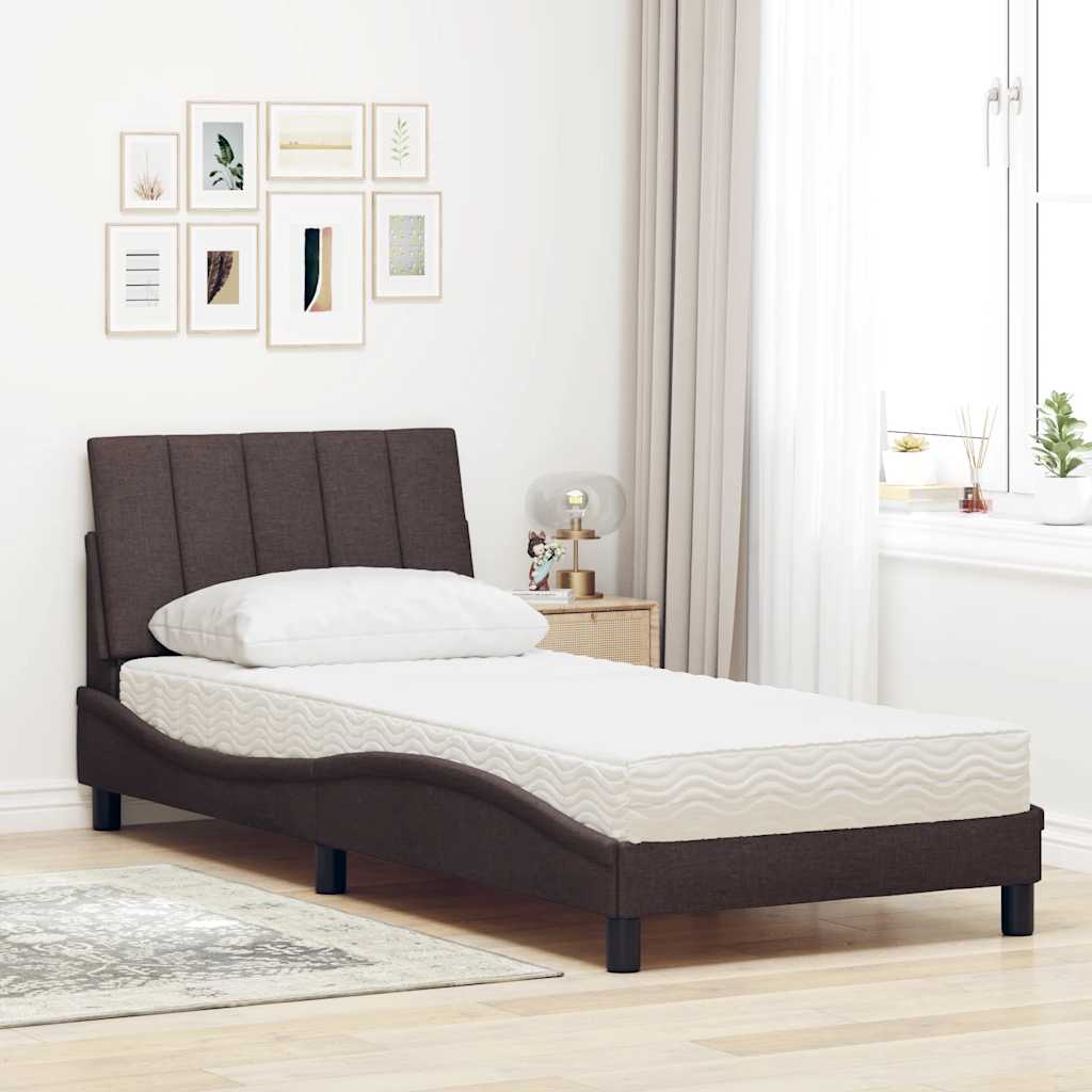 vidaXL Bed met matras "Hanko" stof donkerbruin 90x200 cm bruin, foto 2