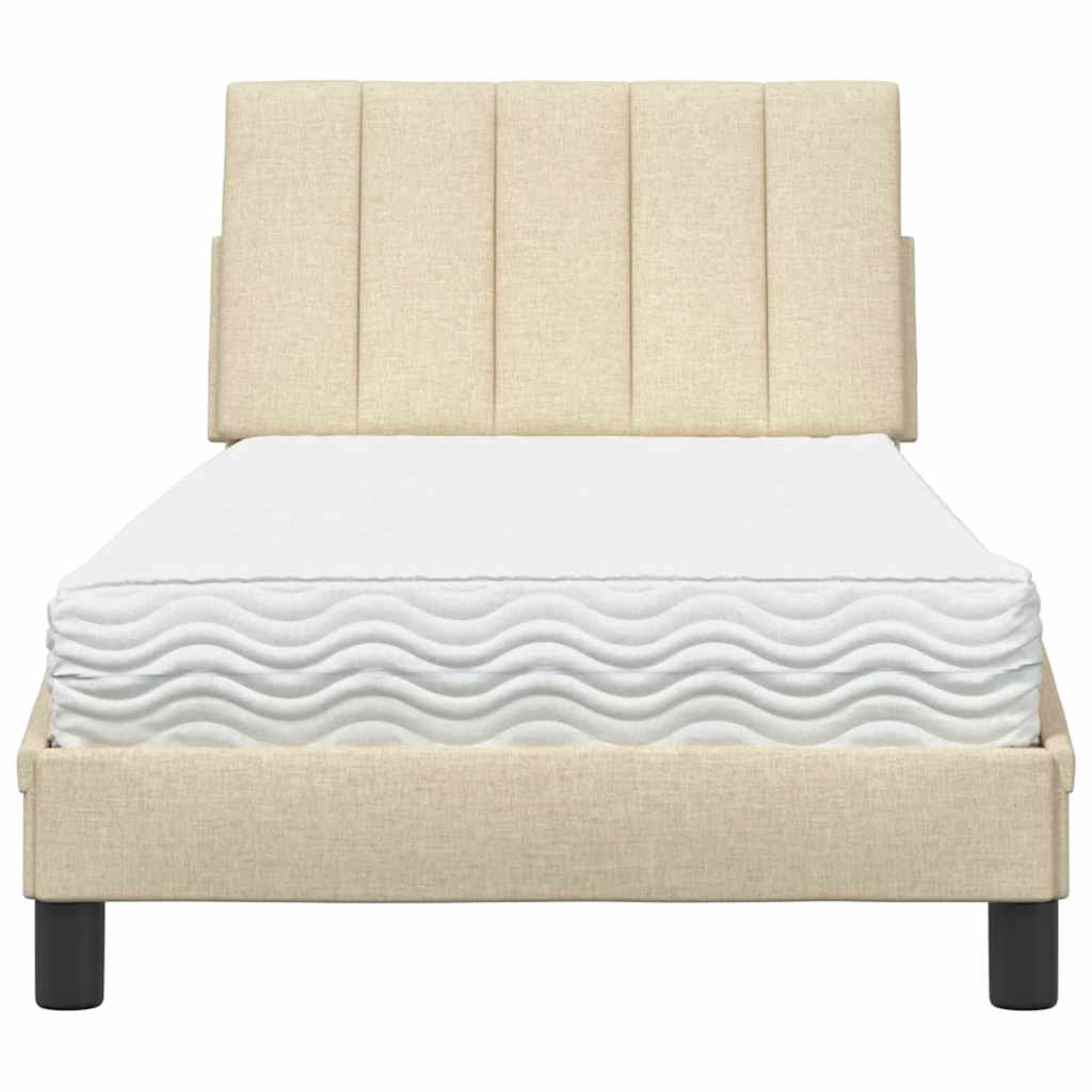 vidaXL Bed met matras "Hanko" stof crèmekleurig 90x200 cm, foto 4