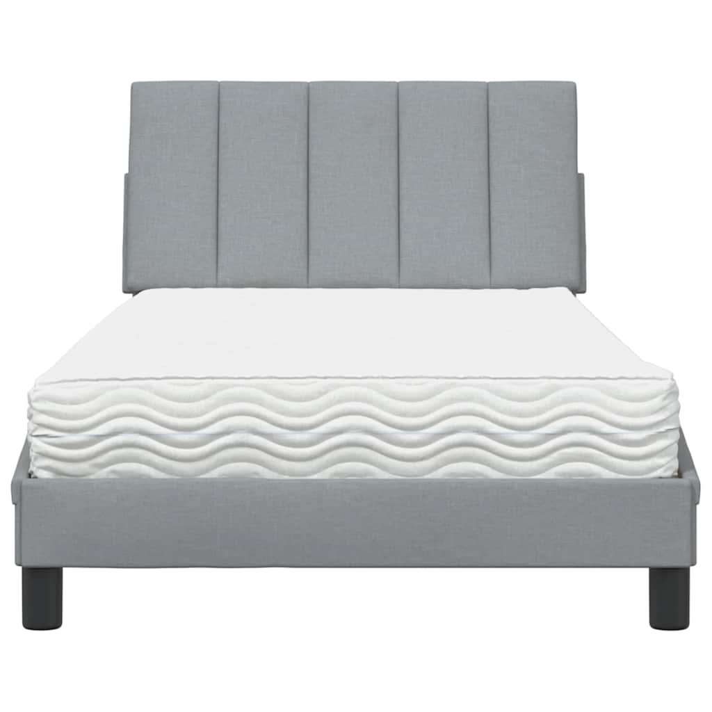 vidaXL Bed met matras "Hanko" stof lichtgrijs 100x200 cm grijs, foto 4