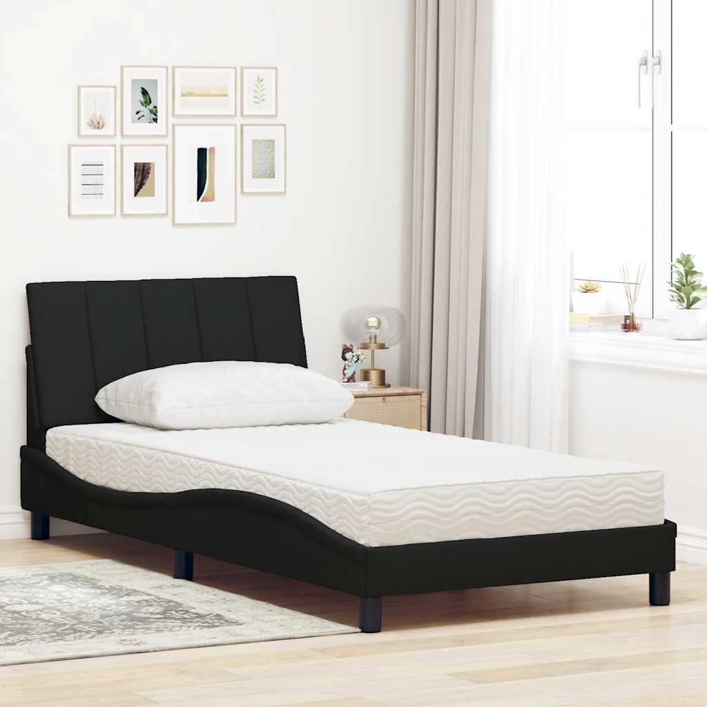 vidaXL Bed met matras stof zwart 100x200 cm afbeelding
