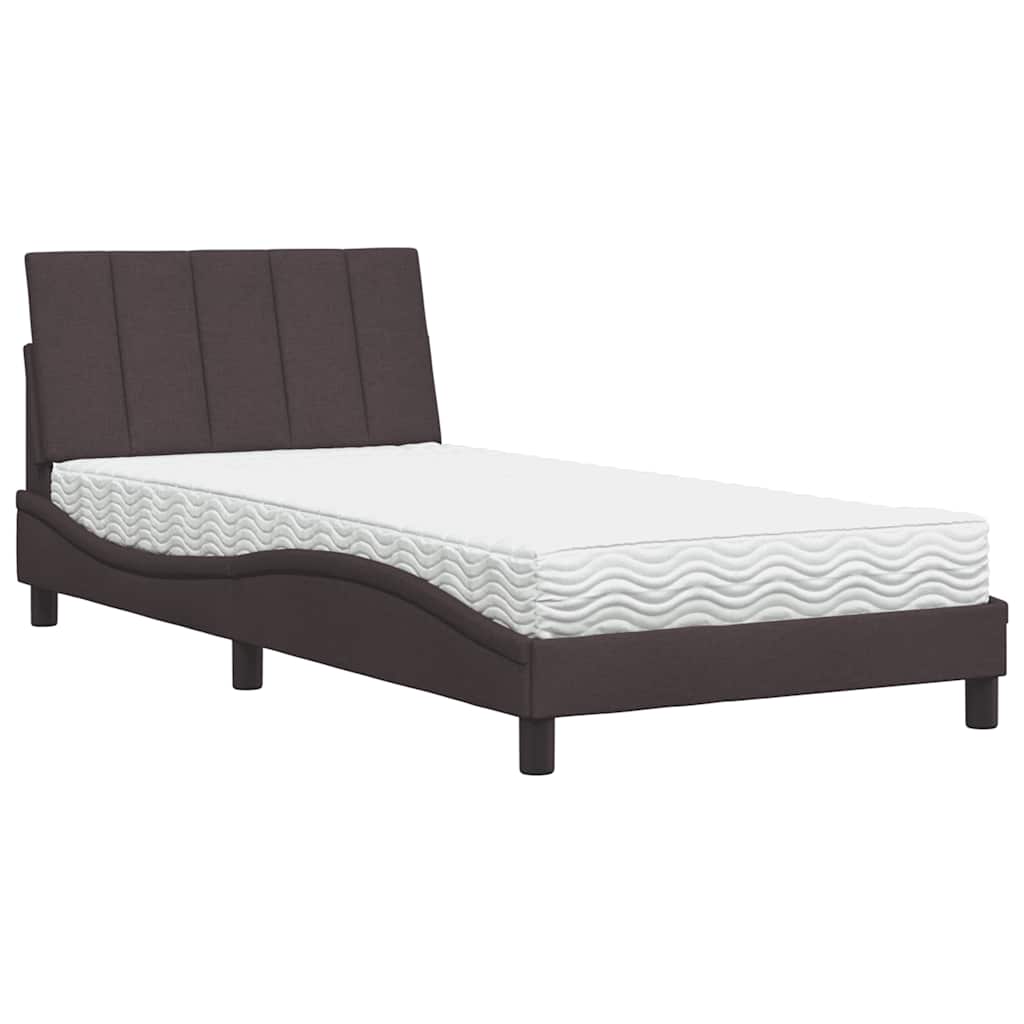 vidaXL Postel s matrací tmavě hnědá 100 x 200 cm textil
