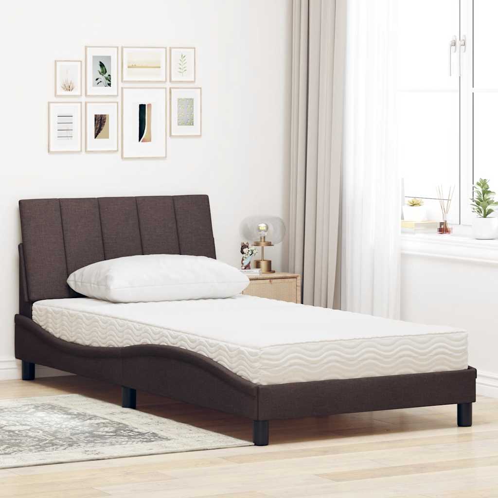 vidaXL Bed met matras "Hanko" stof donkerbruin 100x200 cm bruin, foto 2