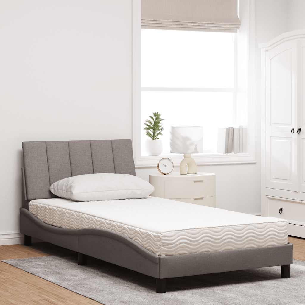 vidaXL Bed met matras "Hanko" stof taupe 100x200 cm, foto 2