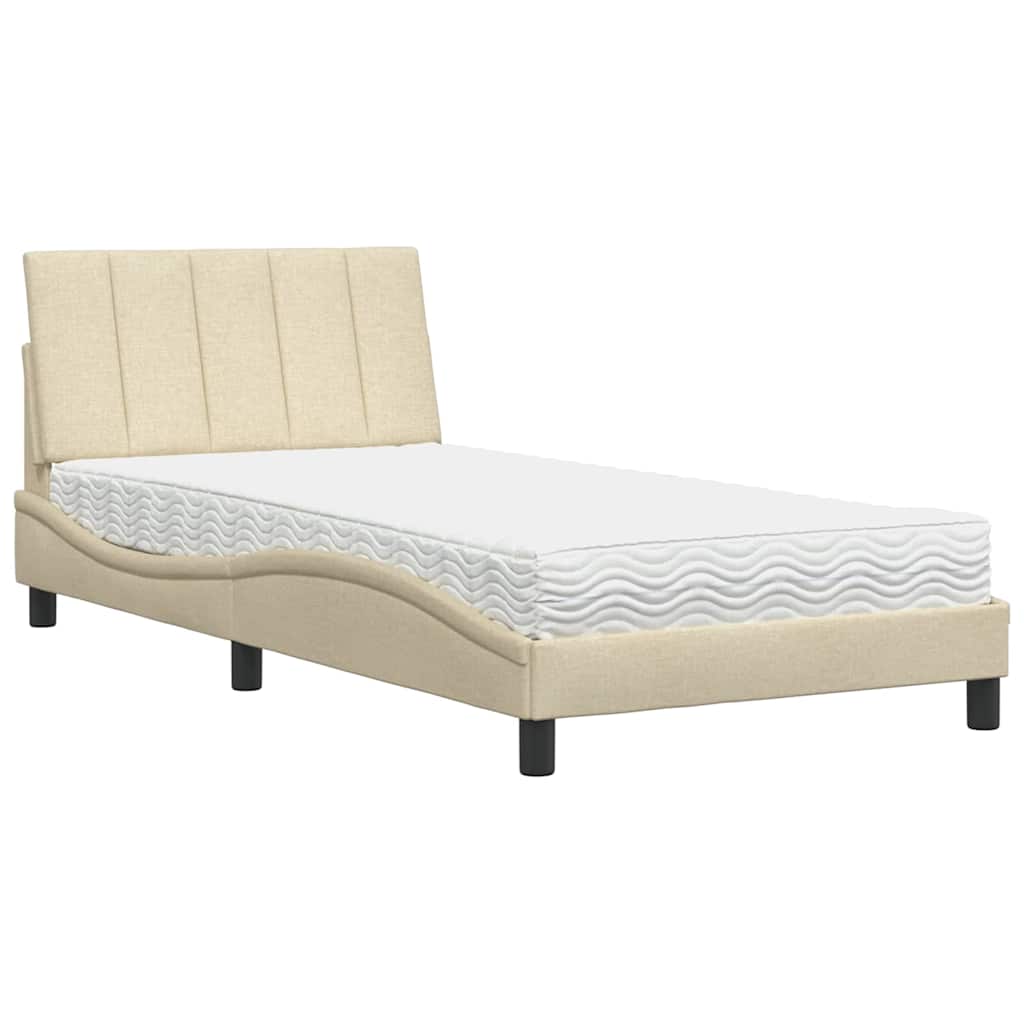 vidaXL Bed met matras "Hanko" stof crèmekleurig 100x200 cm, foto 3
