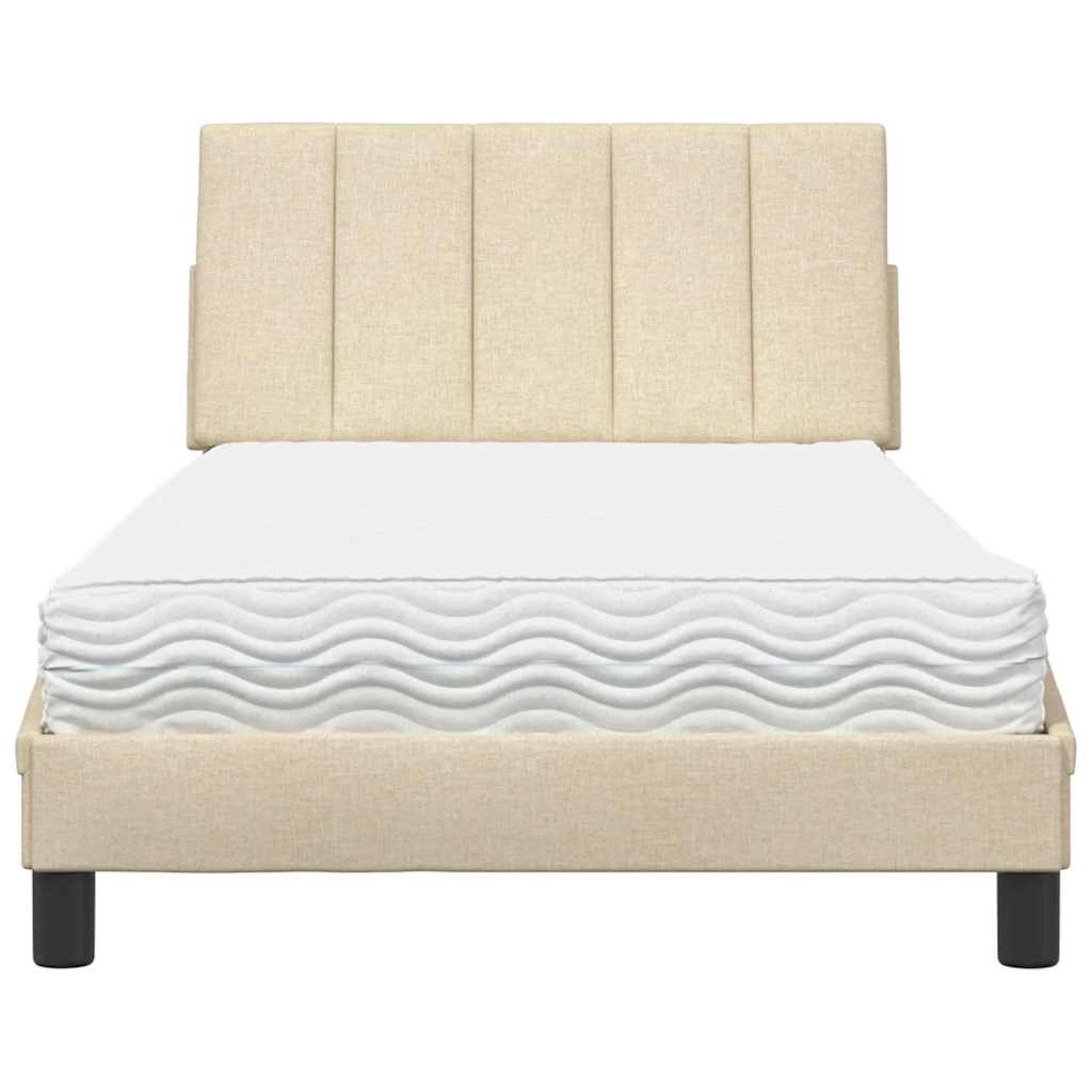 vidaXL Bed met matras "Hanko" stof crèmekleurig 100x200 cm, foto 4