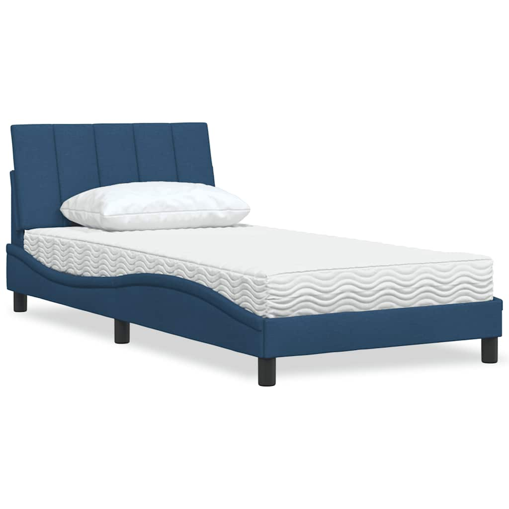 vidaXL Bett mit Matratze Blau 100x200 cm Stoff