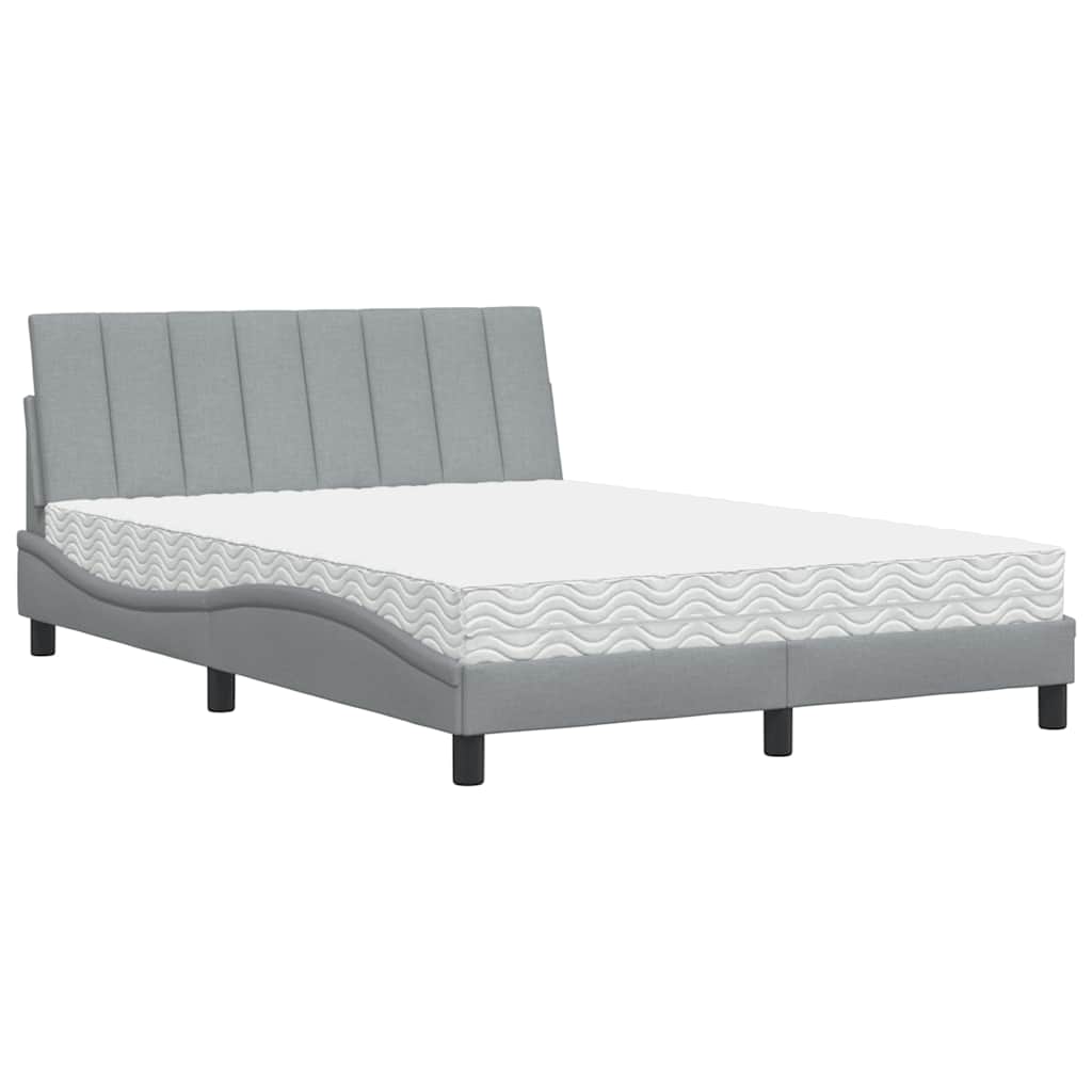 vidaXL Bed met matras "Hanko" stof lichtgrijs 120x200 cm grijs, foto 3