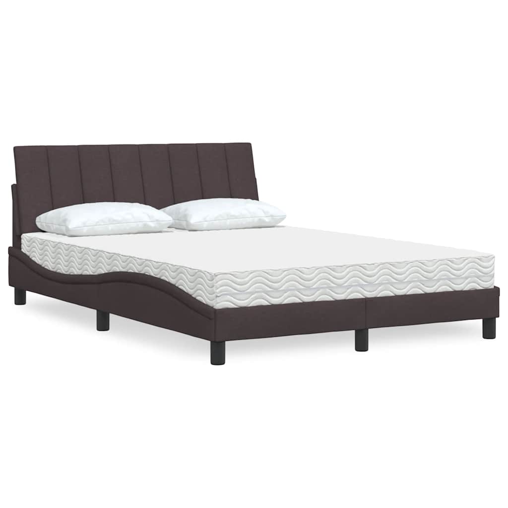 vidaXL Bett mit Matratze "Hanko" Dunkelbraun 120x200 cm Stoff