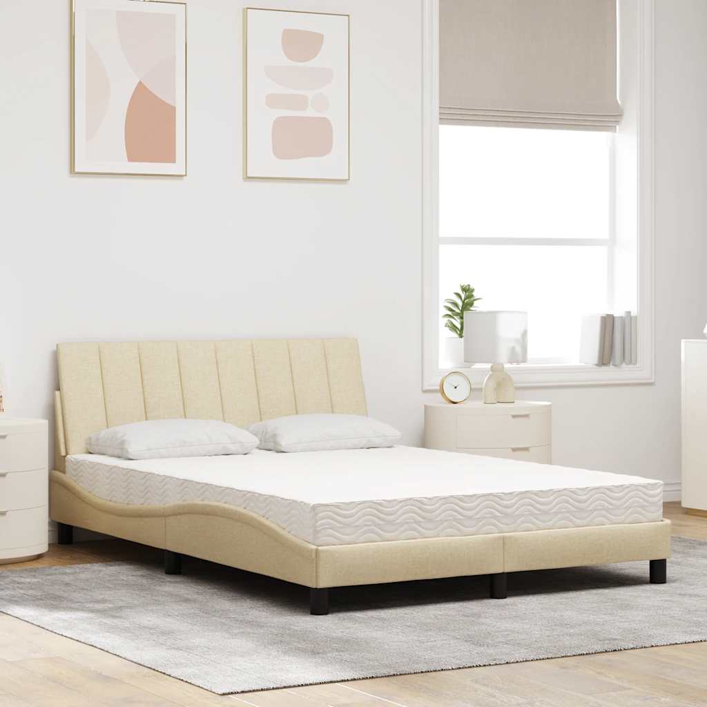 vidaXL Bed met matras "Hanko" stof crèmekleurig 120x200 cm, foto 2