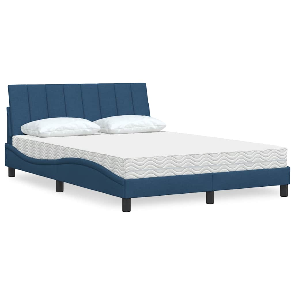 vidaXL Bett mit Matratze Blau 120x200 cm Stoff