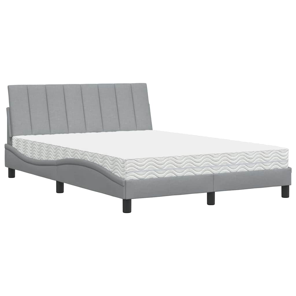 vidaXL Bed met matras "Hanko" stof lichtgrijs 140x190 cm grijs, foto 3