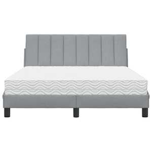 Postel s matrací Hanko světle šedá 140 x 190 cm textil - obrázek 5