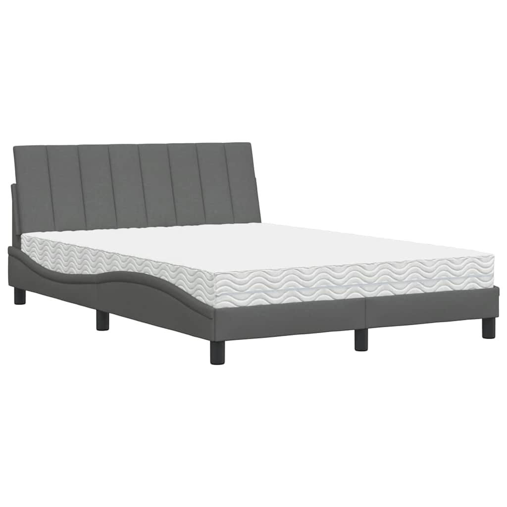 vidaXL Postel s matrací tmavě šedá 140 x 190 cm textil